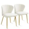 ANOUR Modern Dining Chairs, Velvet Accent Chair, Living Room Chairs, Set Of 2, Upholstered Side Chair With Golden Metal Legs For Dining Room Kitchen Vanity Patio (White, 2 Pack) 2 ANOUR Modern Dining Chairs, Velvet Accent Chair, Living Room Chairs, Set Of 2, Upholstered Side Chair With Golden Metal Legs For Dining Room Kitchen Vanity Patio (White, 2 Pack) -Amazon Store 31A9PselAsL