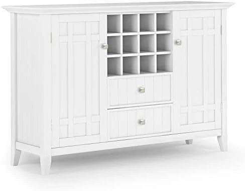 SIMPLIHOME Bedford SOLID WOOD 54 Inch Wide Rustic Sideboard Buffet And Winerack In White With Storage, 2 Drawers And 2 Shelves, For The Living Room, Rustic 8 SIMPLIHOME Bedford SOLID WOOD 54 Inch Wide Rustic Sideboard Buffet And Winerack In White With Storage, 2 Drawers And 2 Shelves, For The Living Room, Rustic - Image 6