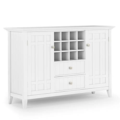 SIMPLIHOME Bedford SOLID WOOD 54 Inch Wide Rustic Sideboard Buffet And Winerack In White With Storage, 2 Drawers And 2 Shelves, For The Living Room, Rustic 3 SIMPLIHOME Bedford SOLID WOOD 54 Inch Wide Rustic Sideboard Buffet And Winerack In White With Storage, 2 Drawers And 2 Shelves, For The Living Room, Rustic