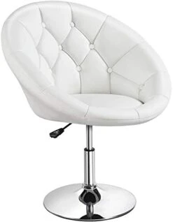 Yaheetech Round Tufted Back Chair Living Room Chair Contemporary Height Adjustable Vanity Chair 360° Swivel Accent Chair Modern Look, White -Amazon Store 31AP1ZhXpAL. AC