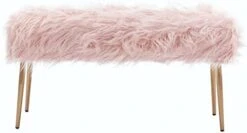 Chairus Faux Fur Entryway Bench Small Shaggy Furry Ottoman Bench For Bedroom Living Room, Pink -Amazon Store 31Av9yO7a8L. AC