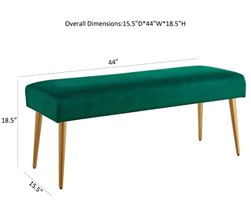 Ball & Cast Upholstered Bench, 44" W, Emerlad 4 Ball & Cast Upholstered Bench, 44" W, Emerlad - Image 2