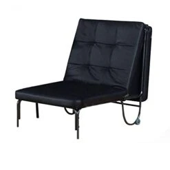 Benjara Adjustable Metal Futon With Faux Leather Upholstered Tufted Details And Casters, Black