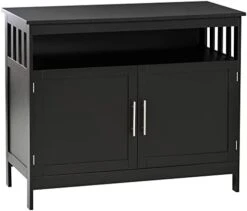 HOMCOM Sideboard Buffet Cabinet, Modern Kitchen Cabinet, Coffee Bar Cabinet With 2-Level Shelf And Open Compartment, Black -Amazon Store 31Ba6PZ02L. AC