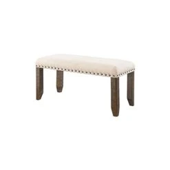 BOWERY HILL Bench In Smokey Walnut And Cream