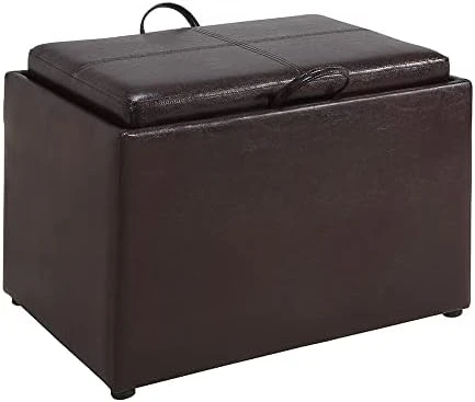 Convenience Concepts Designs4Comfort Accent Storage Ottoman With Reversible Tray, Espresso Faux Leather 22.75 X 15.75 X 16 11 Convenience Concepts Designs4Comfort Accent Storage Ottoman With Reversible Tray, Espresso Faux Leather 22.75 X 15.75 X 16 - Image 9