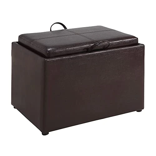 Convenience Concepts Designs4Comfort Accent Storage Ottoman With Reversible Tray, Espresso Faux Leather 22.75 X 15.75 X 16 3 Convenience Concepts Designs4Comfort Accent Storage Ottoman With Reversible Tray, Espresso Faux Leather 22.75 X 15.75 X 16
