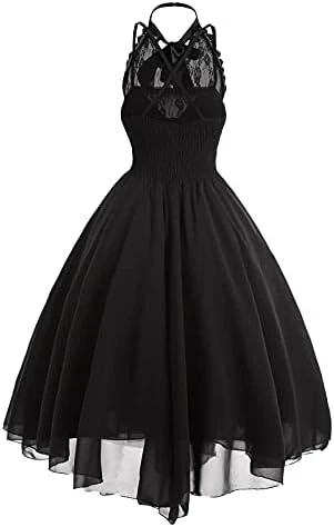 Women’s Gothic Steampunk Dress 2023 Vintage Goth Punk Spaghetti Strap Dress Retro Empire Waist Dress 1950s Dresses 7 Women’s Gothic Steampunk Dress 2023 Vintage Goth Punk Spaghetti Strap Dress Retro Empire Waist Dress 1950s Dresses - Image 5