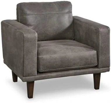 Signature Design By Ashley Arroyo Mid Century Modern Faux Leather Loveseat, Caramel Brown 12 Signature Design By Ashley Arroyo Mid Century Modern Faux Leather Loveseat, Caramel Brown - Image 10