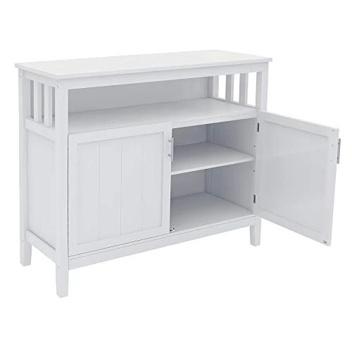 Contemporary Sideboard Buffet Storage Cabinet Sideboard With Adjustable Shelf, White 4 Contemporary Sideboard Buffet Storage Cabinet Sideboard With Adjustable Shelf, White - Image 2