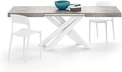 Mobili Fiver, Emma 160 Extendable Dining Table, Rustic Oak With Black Crossed Legs, Laminate-Finished/Iron, Made In Italy -Amazon Store 31C3ntjecRL. AC