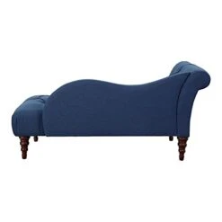 Pemberly Row 66" Indoor Roll Arm Chaise Lounge, Tufted Fabric Upholstered Lounge Chair With Wooden Legs For Living Room And Bedroom, Blue -Amazon Store 31CLHQsI0YS
