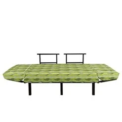 Ambesonne Striped Futon Couch, Retro Wavy Leaf Lines With Digital Effects Unusual Repeating Fresh Floral Essence Print, Daybed With Metal Frame Upholstered Sofa For Living Dorm, Loveseat, Green -Amazon Store 31CWhcUcMrL