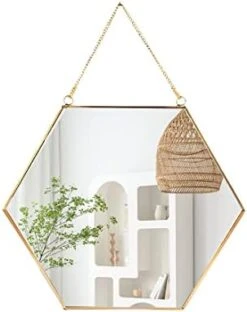 LONGWIN Hanging Wall Hexagon Mirror Decor Gold Geometric Mirror With Chain For Bathroom Bedroom Living Room 9.4"x 8.2" 17 LONGWIN Hanging Wall Hexagon Mirror Decor Gold Geometric Mirror With Chain For Bathroom Bedroom Living Room 9.4"x 8.2" -Amazon Store 31CeE155BQL. AC 2