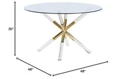 Meridian Furniture Mercury Collection Modern | Contemporary Tempered Glass Top Dining Table With Acrylic And Gold Durable Metal Base, Round -Amazon Store 31CoCYaZgKL