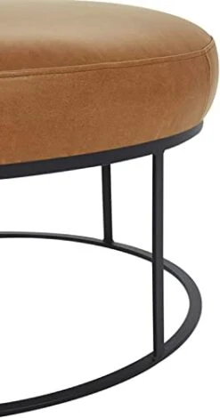 Amazon Brand – Rivet Revere Round Leather Iron-Framed Ottoman, 30.3"W, Cognac 13 Amazon Brand – Rivet Revere Round Leather Iron-Framed Ottoman, 30.3"W, Cognac -Amazon Store 31CqY6aXjXL