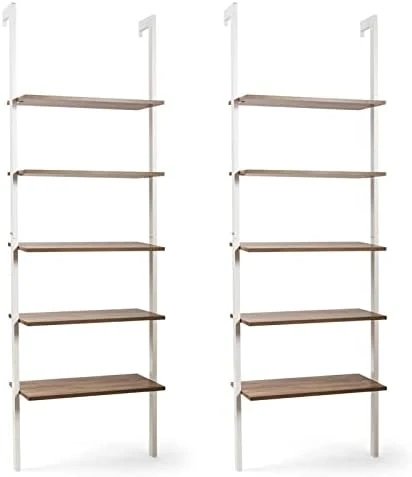 Tangkula 5-Shelf Bookcase, Modern 5-Tier Wood Wall Mounted Ladder Bookshelf With Metal Frame, 72 Inches Tall Industrial Open Ladder Shelf Display Rack Storage Shelves For Home Office (Dark-Brown, 2) 13 Tangkula 5-Shelf Bookcase, Modern 5-Tier Wood Wall Mounted Ladder Bookshelf With Metal Frame, 72 Inches Tall Industrial Open Ladder Shelf Display Rack Storage Shelves For Home Office (Dark-Brown, 2) - Image 11