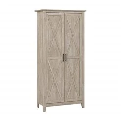 Bush Furniture Key West Kitchen Pantry Cabinet, Washed Gray