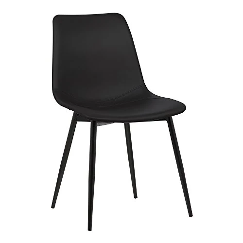Armen Living Monte Dining Chair In Black Faux Leather And Black Powder Coat Finish,LCMOCHBLACK, Black 3 Armen Living Monte Dining Chair In Black Faux Leather And Black Powder Coat Finish,LCMOCHBLACK, Black