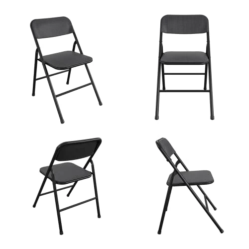 CoscoProducts COSCO Premium 5-Piece Table & Chair Dining Set, With 34" Vinyl Top Card Table And 4 Fabric Padded Seat & Back Folding Chairs, Black 8 CoscoProducts COSCO Premium 5-Piece Table & Chair Dining Set, With 34" Vinyl Top Card Table And 4 Fabric Padded Seat & Back Folding Chairs, Black - Image 6