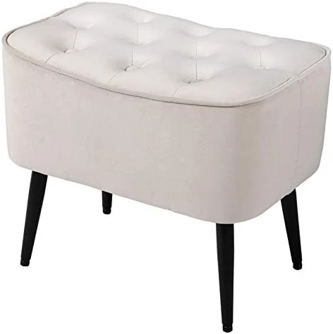 BIRDROCK HOME Tufted Curve Grey Ottoman – Velvet Foot Stool – Mid Century Modern Steel Legs - Soft Compact Padded Stool - Living Room Or Bedroom – Vanity Chair - Decorative Furniture 8 BIRDROCK HOME Tufted Curve Grey Ottoman – Velvet Foot Stool – Mid Century Modern Steel Legs - Soft Compact Padded Stool - Living Room Or Bedroom – Vanity Chair - Decorative Furniture - Image 6
