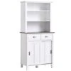 HOMCOM 67" Freestanding Buffet With Hutch, Kitchen Pantry Storage Cabinet With Sliding Doors, Drawers And Open Shelves, Adjustable Shelving, White 2 HOMCOM 67" Freestanding Buffet With Hutch, Kitchen Pantry Storage Cabinet With Sliding Doors, Drawers And Open Shelves, Adjustable Shelving, White -Amazon Store 31DYutcrtIL