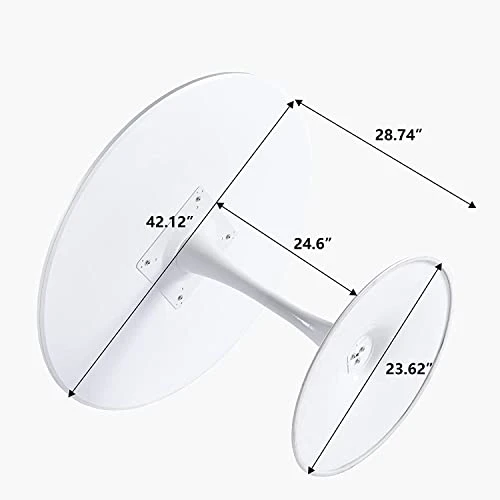 42" Round Dining Table White Tulip Table Mid-Century Dining Table With Round MDF Table Top, Pedestal Dining Table, End Table Leisure Coffee Table 5 42" Round Dining Table White Tulip Table Mid-Century Dining Table With Round MDF Table Top, Pedestal Dining Table, End Table Leisure Coffee Table - Image 3