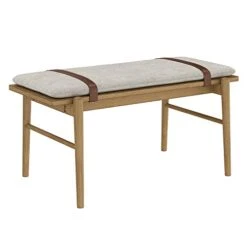 Nathan James Gugan Mid-Century Wood Entryway Bench Seat, Dining Room, Light Brown/Ivory -Amazon Store 31EA9IEZGLL