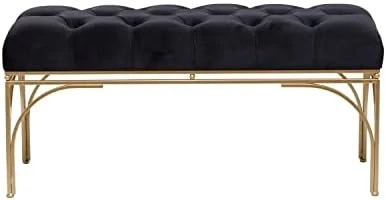 Deco 79 Metal Bench With Velvet Seat, 39" X 16" X 18", White 12 Deco 79 Metal Bench With Velvet Seat, 39" X 16" X 18", White - Image 10