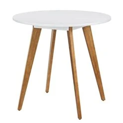 Comfy To Go Small Kitchen Table - 31.5" Round Dining Table, White Table With Walnut Wood Finish, Mid Century Modern Style For Dinning, Dinner, Breakfast, Narrow Space, 2 To 4 People (White) Table Only -Amazon Store 31ENCVuO7dL