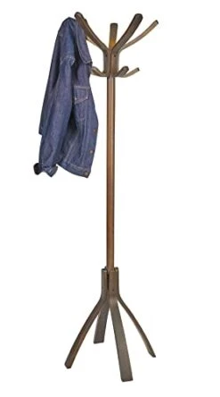 Alba™ Alba - Floor Coat Rack Stand - 5 Double Pegs - Clothes - Umbrella And Accessory Holder - Stable Weighted Base - Easy Assembly - Wood - Espresso Brown - PMCAFE