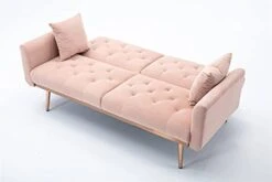 SZLIZCCC 63" Pink Velvet Couch, Tufted Loveseat Sofa, Convertible Futon Sofa Bed, Accent Sofa Recliner, Golden Metal Legs, 2 Couch Pillows, Mid Century Modern Sofas For Home Living Room Bedroom -Amazon Store 31EOyj5C2LS