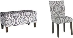 HomePop Large Upholstered Rectangular Storage Ottoman Bench With Hinged Lid, Slate Damask -Amazon Store 31ERATRMNL. AC