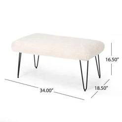 Christopher Knight Home Louise Faux Fur Bench With Hairpin Legs, White And Black Finish -Amazon Store 31ET7p3ZhPL