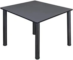 Kee 48" Square Breakroom Table- Cherry/ Black