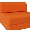 D&D Futon Furniture Orange Sleeper Chair Folding Foam Bed Sized 6 X 32 X 70, Studio Guest Foldable Chair Beds, Foam Sofa, Couch, High Density Foam 1.8 Lbs