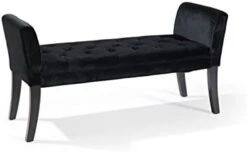 Armen Living Chatham Bench In Black Velvet And Black Wood Finish -Amazon Store 31ErafyXk4L. AC