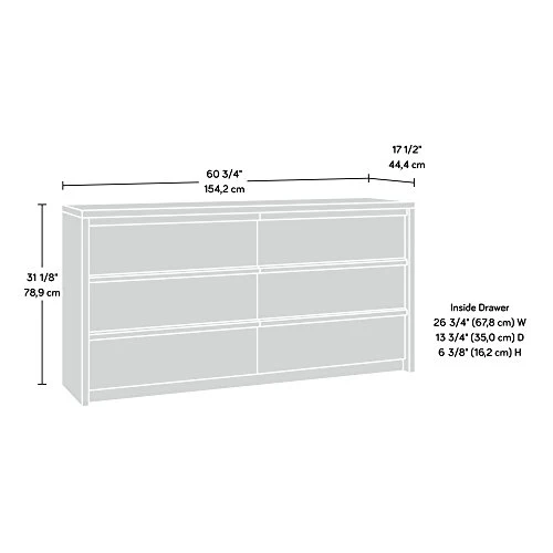 Sauder Harvey Park Dresser, L: 60.71" X W: 17.48" X H: 31.06", Grand Walnut Finish 4 Sauder Harvey Park Dresser, L: 60.71" X W: 17.48" X H: 31.06", Grand Walnut Finish - Image 2
