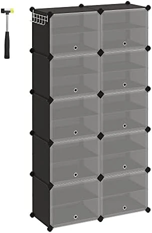 SONGMICS Shoe Rack, 6 Cubes Shoe Organizer With Doors, 24 Pair Plastic Shoe Storage Cabinet, For Bedroom, Entryway, Steel Frame, Plastic Panel, White ULPC033W01 9 SONGMICS Shoe Rack, 6 Cubes Shoe Organizer With Doors, 24 Pair Plastic Shoe Storage Cabinet, For Bedroom, Entryway, Steel Frame, Plastic Panel, White ULPC033W01 - Image 7
