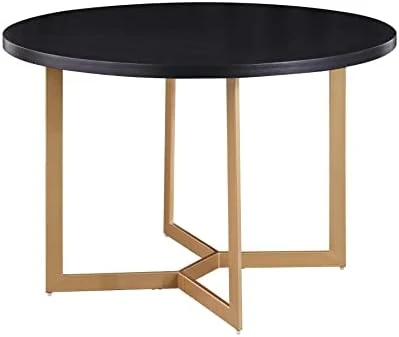 Morden Fort Round Dining Table Modern Luxaury Table With Gold Metal Legs For Dining Room, Home Kitchen, Restaurant - Black 9 Morden Fort Round Dining Table Modern Luxaury Table With Gold Metal Legs For Dining Room, Home Kitchen, Restaurant - Black - Image 7
