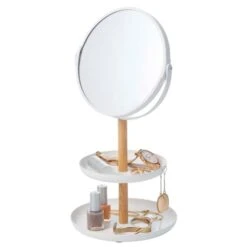 YAMAZAKI Home Tosca Accessory Trays/Mirror, White