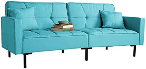 Casa Andrea Milano Llc Modern Plush Tufted Linen Fabric Splitback Living Room Sleeper Futon, Small, Dark Grey 8 Casa Andrea Milano Llc Modern Plush Tufted Linen Fabric Splitback Living Room Sleeper Futon, Small, Dark Grey - Image 6