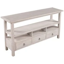 LUMISOL Storage Sideboard Console Table Buffet Server With Double Storey Tabletop, 3 Drawers And 3 Intermediate Compartments For Living Room (Gray Wash)