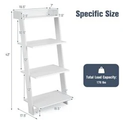 LOKO 4-Tier Ladder Shelf, 43” Tall Wooden Leaning Bookshelf Display Rack, Modern Ladder Bookshelf With Anti-Tipping Device And Top Raised Edge For Living Room, Study, Balcony (White) 12 LOKO 4-Tier Ladder Shelf, 43” Tall Wooden Leaning Bookshelf Display Rack, Modern Ladder Bookshelf With Anti-Tipping Device And Top Raised Edge For Living Room, Study, Balcony (White) -Amazon Store 31FfcHb8BEL