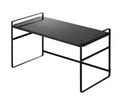 Yamazaki Industries 5163 Toaster Rack, Wide, Black, Approx. W 25.8 X D 13.8 X H 14.2 Inches (65.5 X 35 X 36 Cm), Tower, Kitchen Rack, Lower Tier Becomes Working Space, 2 Levels Adjustable Height Hooks