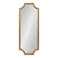 Kate And Laurel Hogan Wood Framed Full-Length Wall Mirror With Scallop Corners, 18x48 Inches, Gold