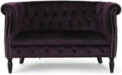 GDFStudio Melaina Tufted Chesterfield Velvet Loveseat With Scrolled Arms, BlackBerry And Dark Brown 16 GDFStudio Melaina Tufted Chesterfield Velvet Loveseat With Scrolled Arms, BlackBerry And Dark Brown -Amazon Store 31GHODihvVL. AC
