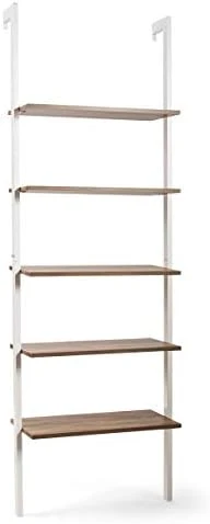 Tangkula 5-Shelf Bookcase, Modern 5-Tier Wood Wall Mounted Ladder Bookshelf With Metal Frame, 72 Inches Tall Industrial Open Ladder Shelf Display Rack Storage Shelves For Home Office (Dark-Brown, 2) 16 Tangkula 5-Shelf Bookcase, Modern 5-Tier Wood Wall Mounted Ladder Bookshelf With Metal Frame, 72 Inches Tall Industrial Open Ladder Shelf Display Rack Storage Shelves For Home Office (Dark-Brown, 2) - Image 14