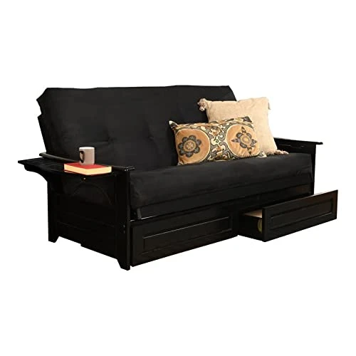 Pemberly Row Storage Futon With Suede Fabric Mattress In Black 3 Pemberly Row Storage Futon With Suede Fabric Mattress In Black