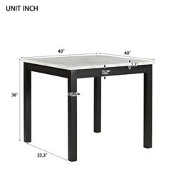 5 Piece Dining Table Set, Kitchen Table Sets, Counter Height Dining Table Set With Faux Marble Dining Table And 4 Upholstered-Seat Chairs, Dining Room Table Set For Kitchen/Living Room, Gray -Amazon Store 31GmaiwRLNL 2